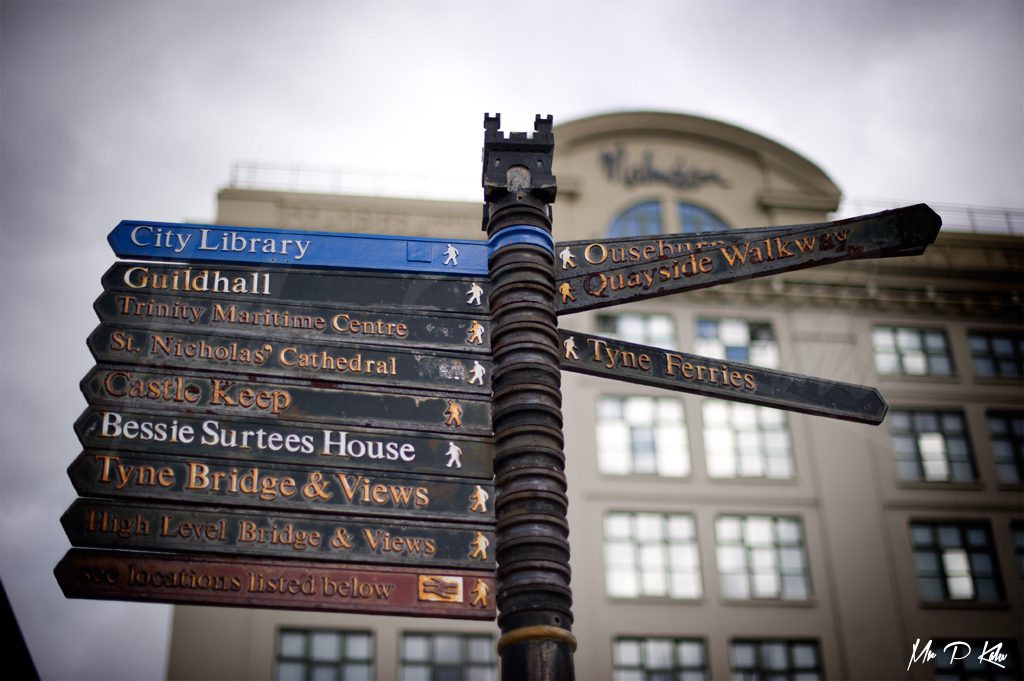 Newcastle Quayside road sign Mr P Kalu