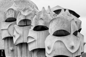 Gaudi designed Ventilation Towers at the Casa Mila in Barcelona Spain