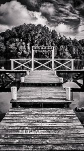 Black and white photograph of LLao-Llao hotel by MrPKalu