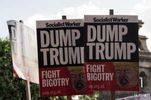 'Dump Trump' placard prepared by the 'Socialist Worker' group