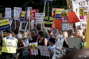 Crowds gathered ahead of President Trump's visit to Blenheim Palace in Oxfordshire