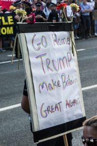'Go Home Trump' placard outside Blenheim Palace