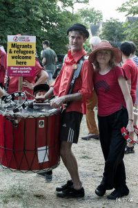 Band outside Blenheim Palace during the Trump visit